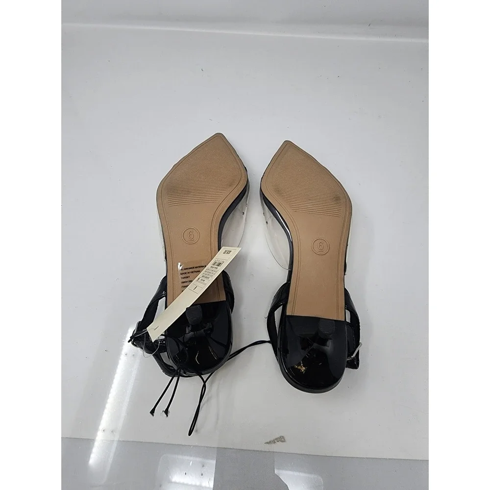 A New Day Womens Slingback Kitten Heel Pumps Black Faux Leather Casual Size 6